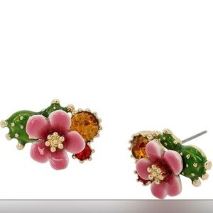 Betsey Johnson Tropical Flower Stone Cluster Stud Earrings